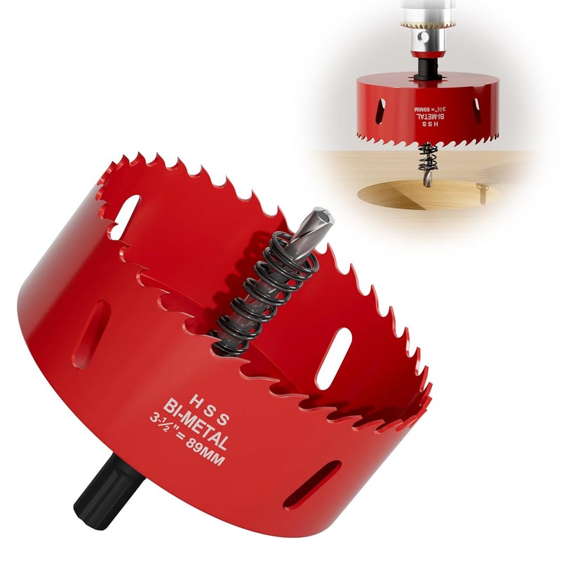FIVELAKE 3-1/2" (89mm) Bi-Metal M42 High Speed Steel Hole Saw with Pilot Drill Bit, Smooth Cutting Edge for PVC, Drywall, Wood, Plastic, Gypsum Board, Rubber, Thin Metal - Image 1